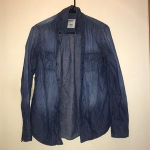 Denim long sleeve button up top